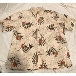 Carribean Men's Button Up Silk Blend Short Sleeve Hawaiian Shirt XL